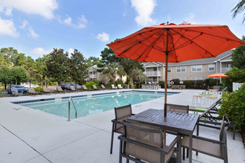 Swimming pool with sundeck seating
